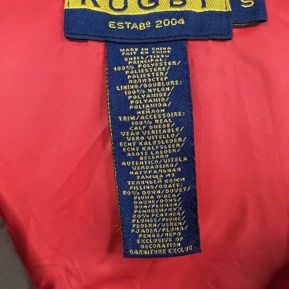 Ralph Lauren Rugby Down Vest Calf Suede Patch Army Green Men’s Size S Small - Picture 10 of 16